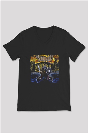 Ensiferum Baskılı Unisex Siyah V Yaka Tişört