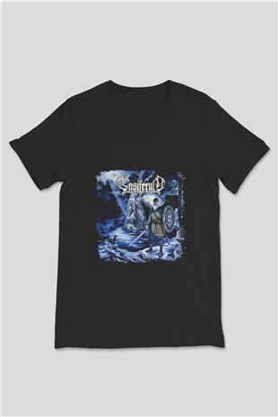 Ensiferum Baskılı Unisex Siyah V Yaka Tişört
