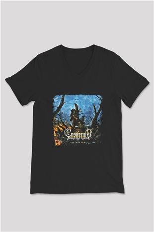 Ensiferum Baskılı Unisex Siyah V Yaka Tişört