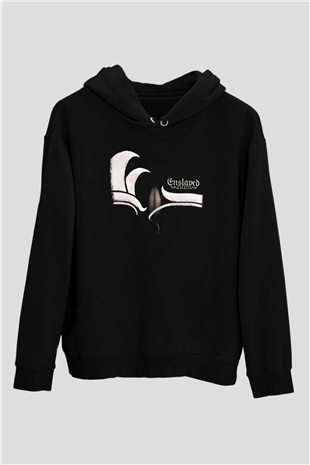 Enslaved Baskılı Unisex Siyah Hoodie