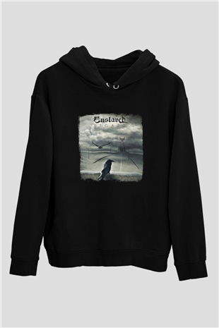 Enslaved Baskılı Unisex Siyah Hoodie