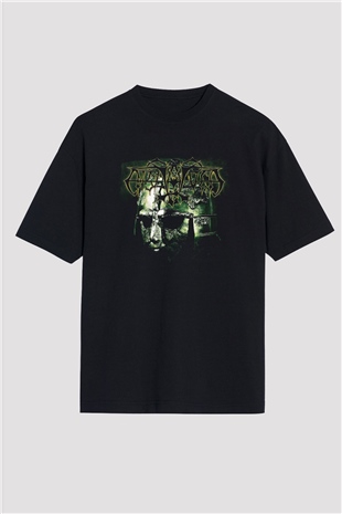 Enslaved Baskılı Unisex Siyah Oversize Tişört