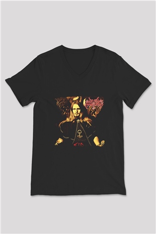 Enslaved Baskılı Unisex Siyah V Yaka Tişört