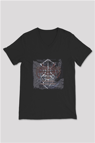 Enslaved Baskılı Unisex Siyah V Yaka Tişört