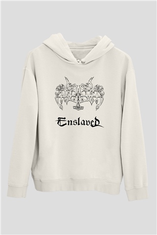 Enslaved Beyaz Unisex Kapşonlu Sweatshirt
