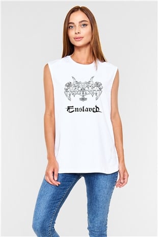 Enslaved Beyaz Unisex Kolsuz Tişört