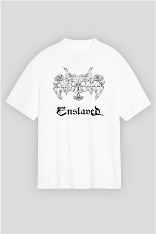Enslaved Beyaz Unisex Oversize Tişört T-Shirt