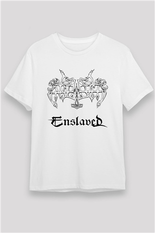 Enslaved Beyaz Unisex Tişört T-Shirt - TişörtFabrikası
