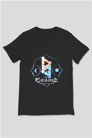 Enslaved Siyah Unisex V Yaka Tişört T-Shirt