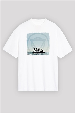 Enter Shikari Baskılı Unisex Beyaz Oversize Tişört
