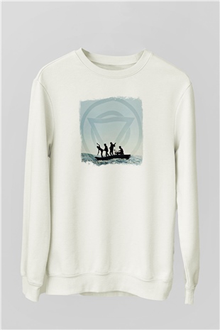 Enter Shikari Baskılı Unisex Beyaz Sweatshirt