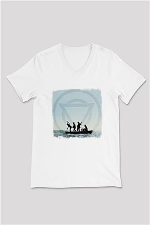 Enter Shikari Baskılı Unisex Beyaz V Yaka Tişört