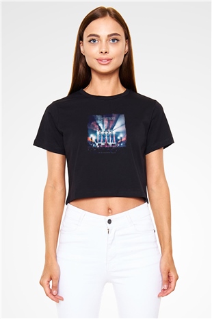 Enter Shikari Baskılı Unisex Siyah Crop Top Tişört