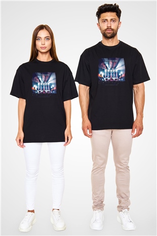 Enter Shikari Baskılı Unisex Siyah Oversize Tişört