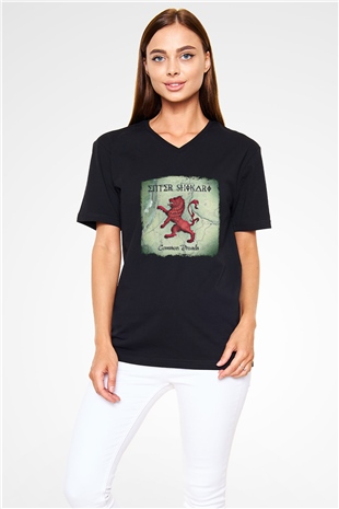 Enter Shikari Baskılı Unisex Siyah V Yaka Tişört