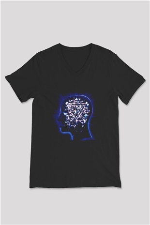 Enter Shikari Baskılı Unisex Siyah V Yaka Tişört