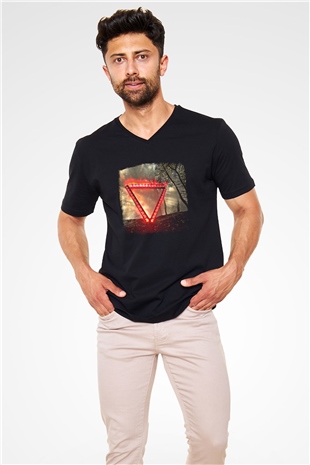 Enter Shikari Baskılı Unisex Siyah V Yaka Tişört