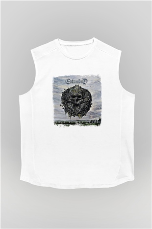 Entombed Baskılı Unisex Beyaz Kolsuz Tişört