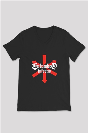 Entombed Baskılı Unisex Siyah V Yaka Tişört