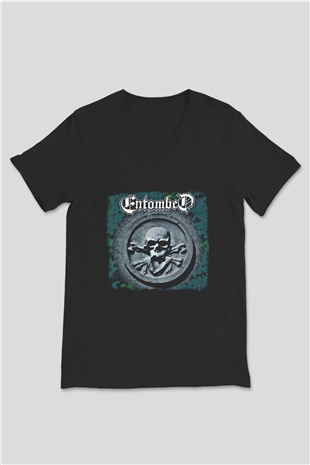 Entombed Baskılı Unisex Siyah V Yaka Tişört