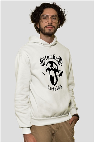 Entombed Beyaz Unisex Kapşonlu Sweatshirt