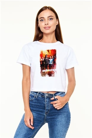 Entourage Beyaz  Crop Top Tişört