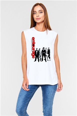 Entourage Beyaz Unisex Kolsuz Tişört