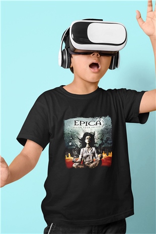 Epica Baskılı Unisex Siyah Çocuk Tişört