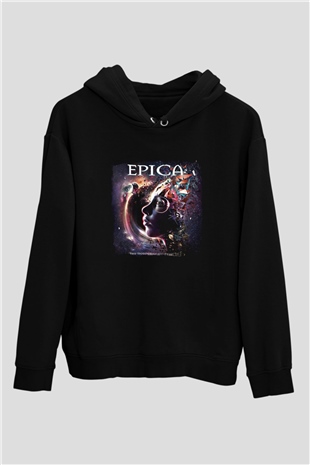 Epica Baskılı Unisex Siyah Hoodie