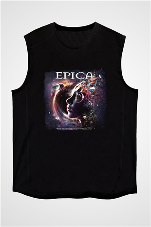 Epica Baskılı Unisex Siyah Kolsuz Tişört