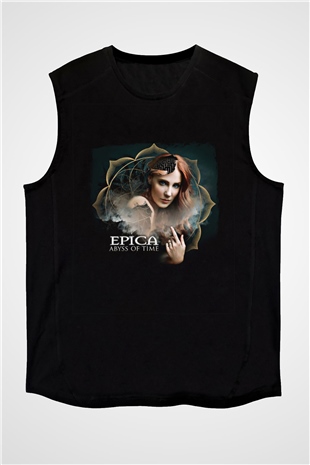 Epica Baskılı Unisex Siyah Kolsuz Tişört