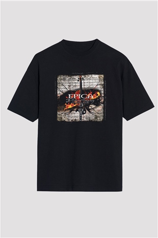 Epica Baskılı Unisex Siyah Oversize Tişört