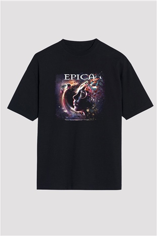 Epica Baskılı Unisex Siyah Oversize Tişört
