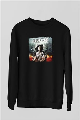Epica Baskılı Unisex Siyah Sweatshirt