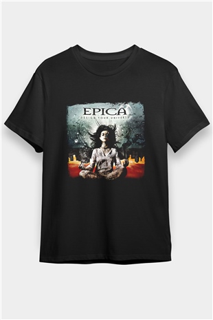 Epica Baskılı Unisex Siyah Tişört