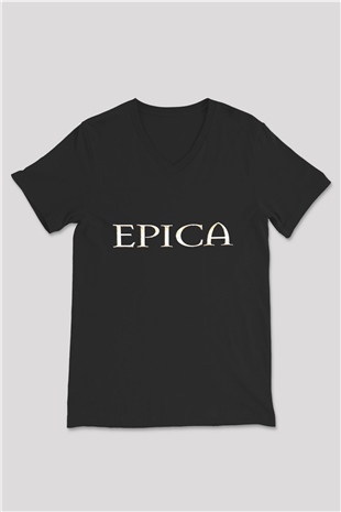Epica Siyah Unisex V Yaka Tişört T-Shirt
