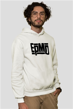 EPMD Beyaz Unisex Kapüşonlu Sweatshirt