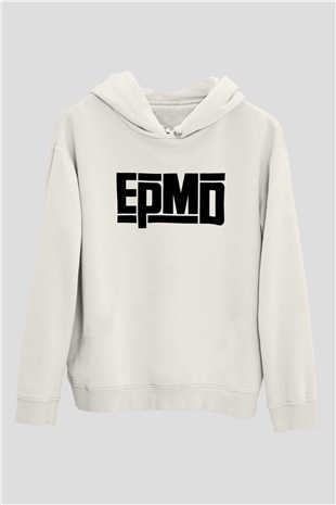 EPMD Beyaz Unisex Kapüşonlu Sweatshirt