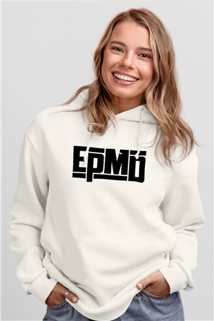 EPMD Beyaz Unisex Kapüşonlu Sweatshirt