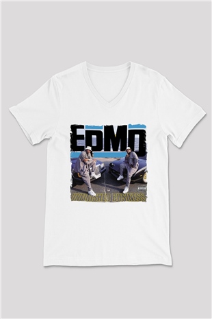 EPMD Beyaz Unisex V Yaka Tişört