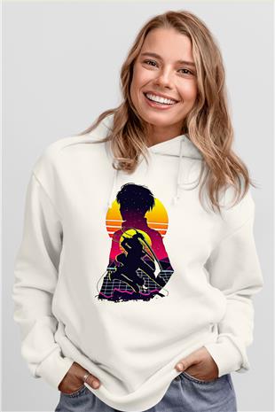 Eren Jaeger Baskılı Beyaz Unisex Hoodie