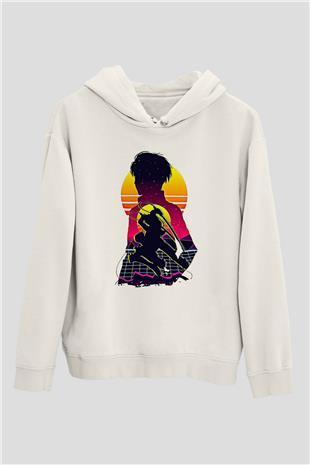 Eren Jaeger Baskılı Beyaz Unisex Hoodie