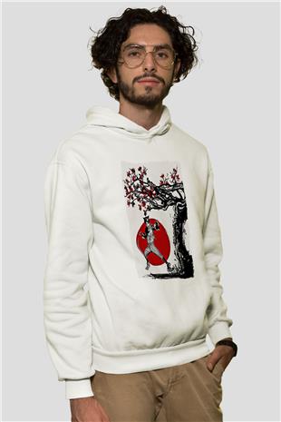 Eren Jaeger Baskılı Beyaz Unisex Hoodie