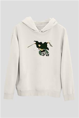Eren Jaeger Baskılı Beyaz Unisex Hoodie