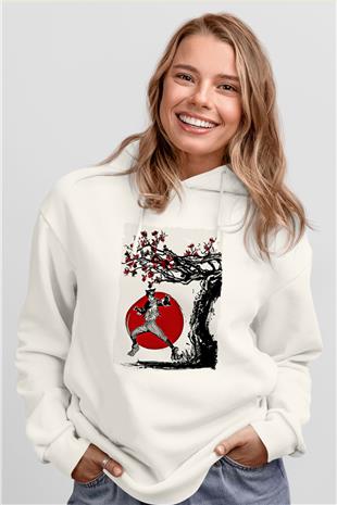 Eren Jaeger Baskılı Beyaz Unisex Hoodie