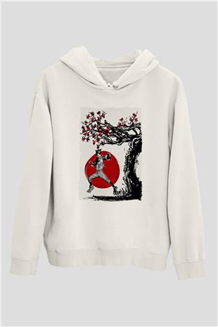 Eren Jaeger Baskılı Beyaz Unisex Hoodie