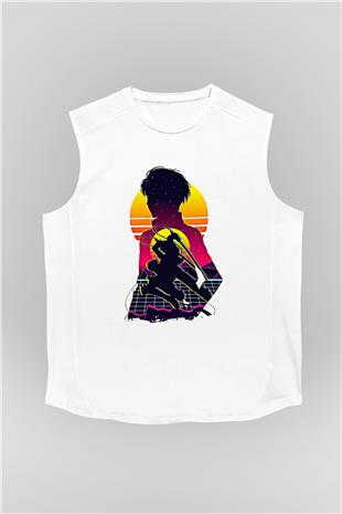 Eren Jaeger Baskılı Beyaz Unisex Kolsuz Tişört - Tshirt