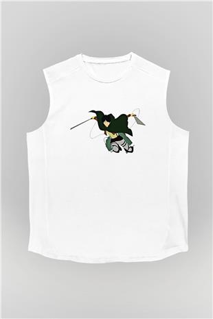 Eren Jaeger Baskılı Beyaz Unisex Kolsuz Tişört - Tshirt