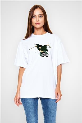 Eren Jaeger Baskılı Beyaz Unisex Oversize Tişört - Tshirt