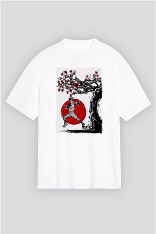 Eren Jaeger Baskılı Beyaz Unisex Oversize Tişört - Tshirt